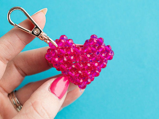 Glass Bead Heart Keychain