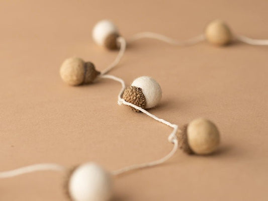 Acorn Felt Ball Garland - Cara & Co Craft Supply