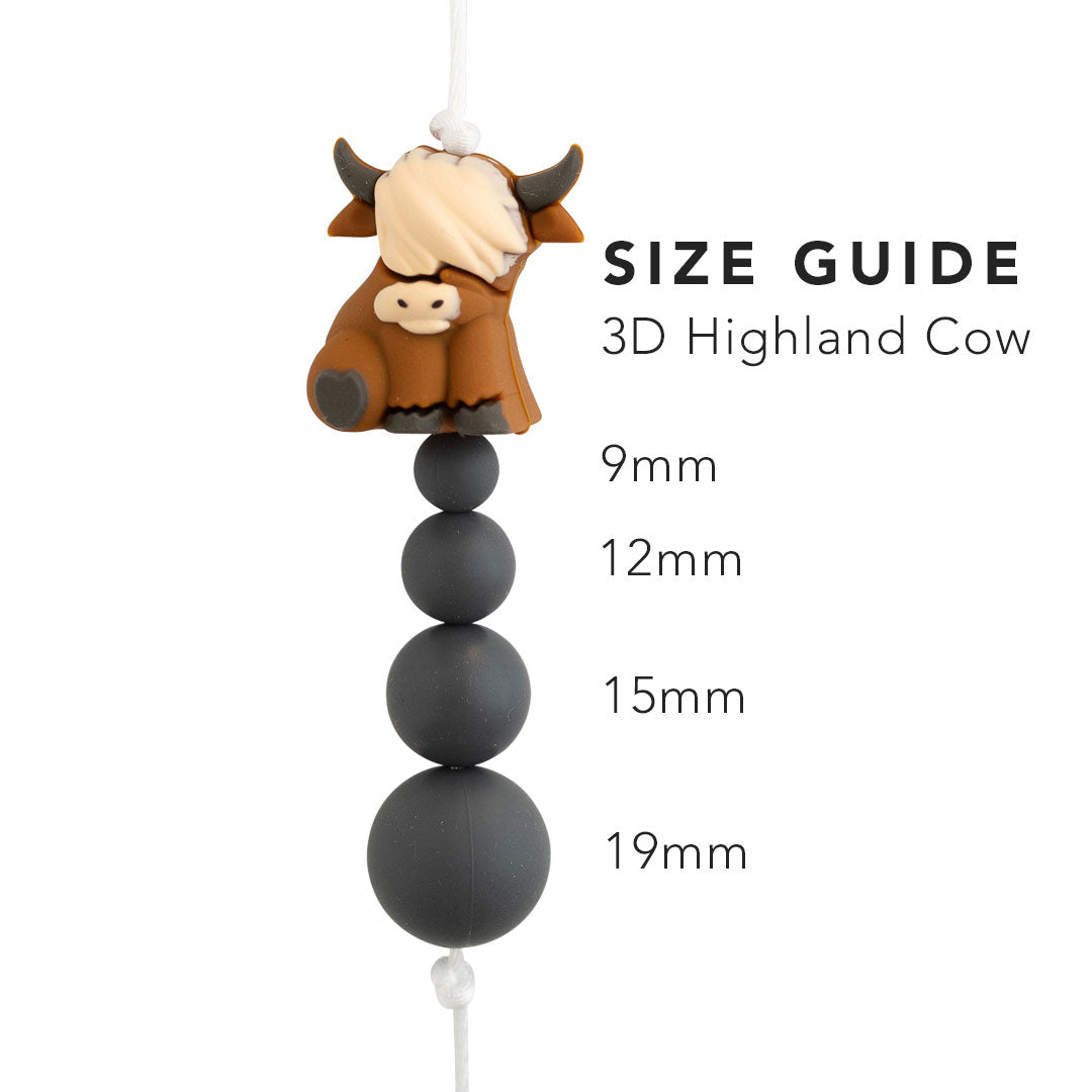 3D Highland Cow Silicone Focal Beads