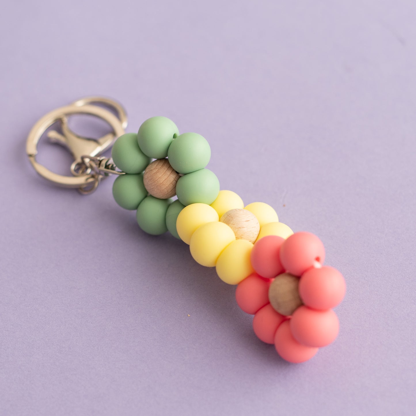 Triple Flower Keychain with silicone beads