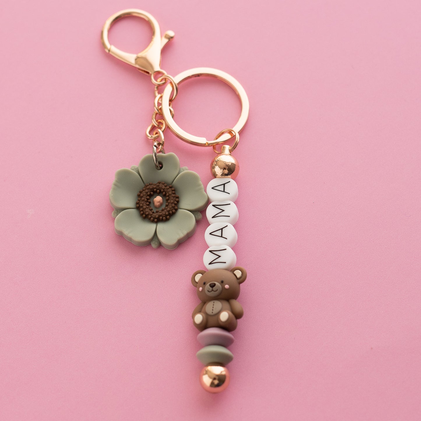 Shop the Image Mama Bear Keychain for Silicone bead crafting from Cara & Co Craft Supply