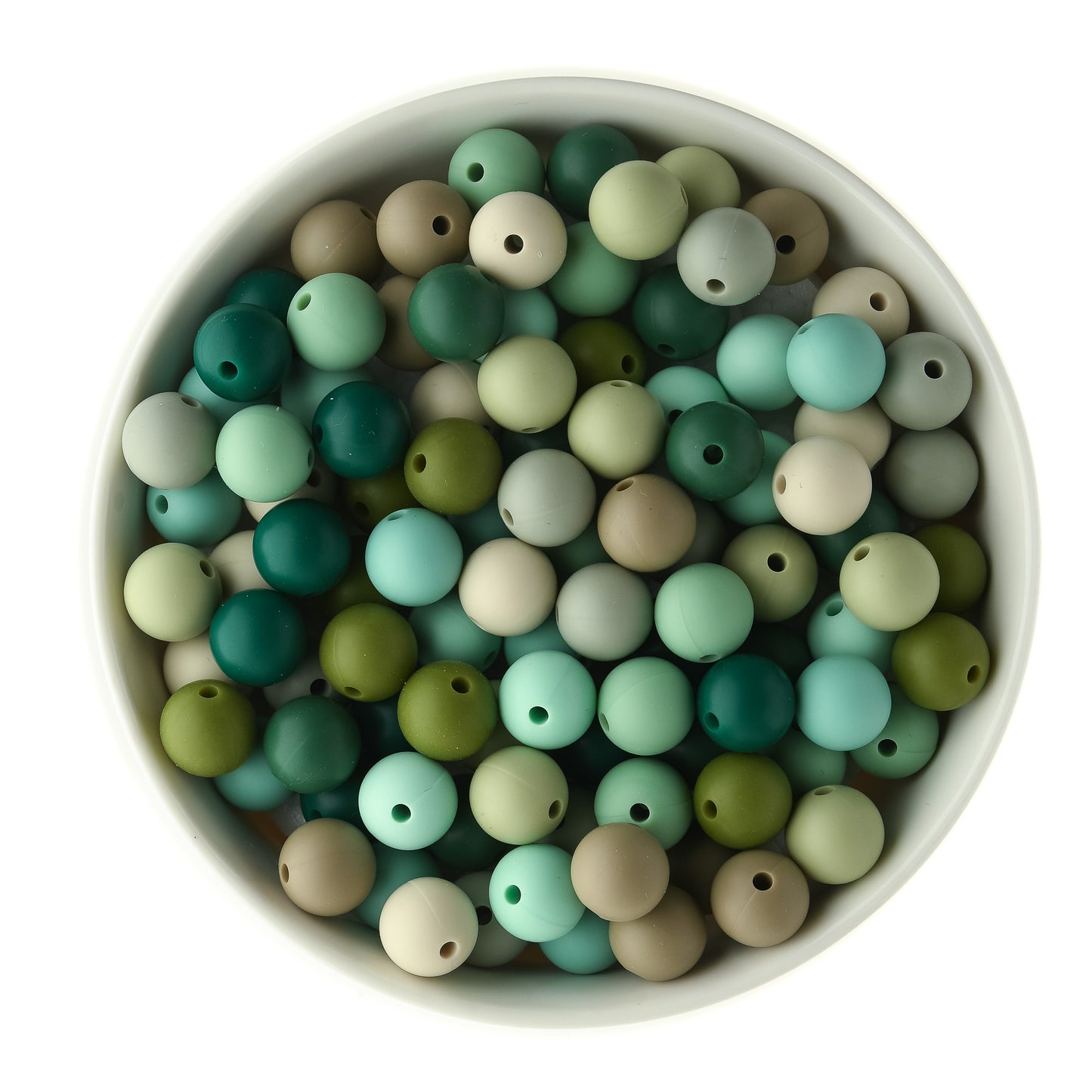 Green Envy 12mm Round Silicone Bead Packs