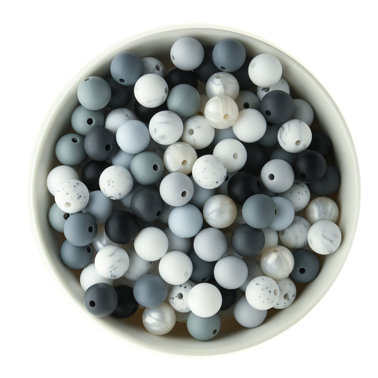 Monochrome 12mm Round Silicone Bead Packs