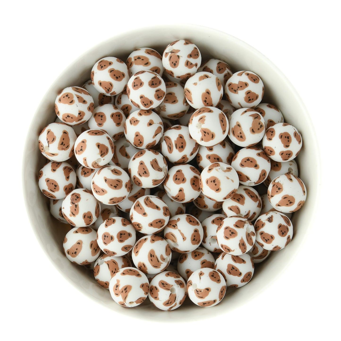 Teddy Bear 15mm Round Silicone Print Beads for silicone bead crafting from Cara & Co
