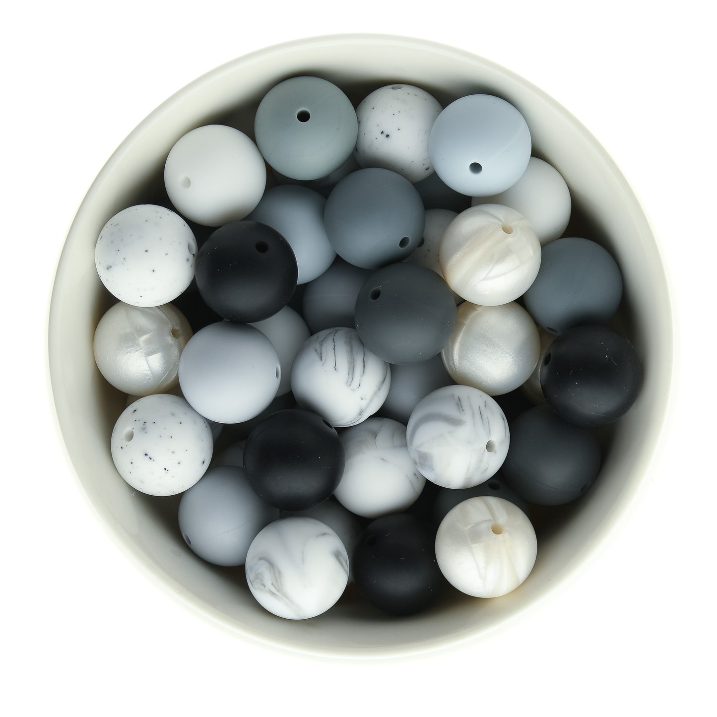 Monochrome 19mm Round Silicone Bead Packs