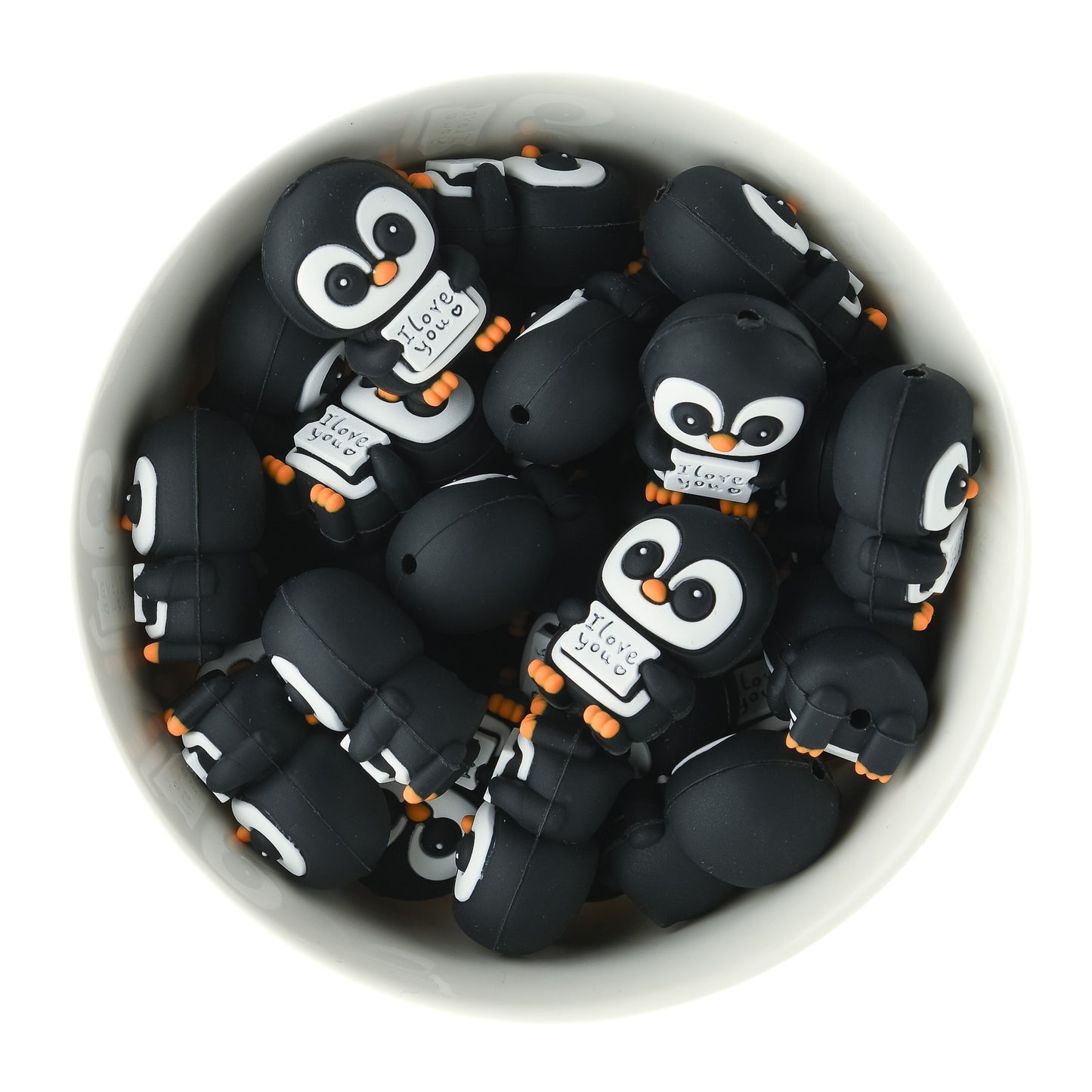 3D Love Penguin Silicone beads for crafting from Cara & Co Crafting Supplies