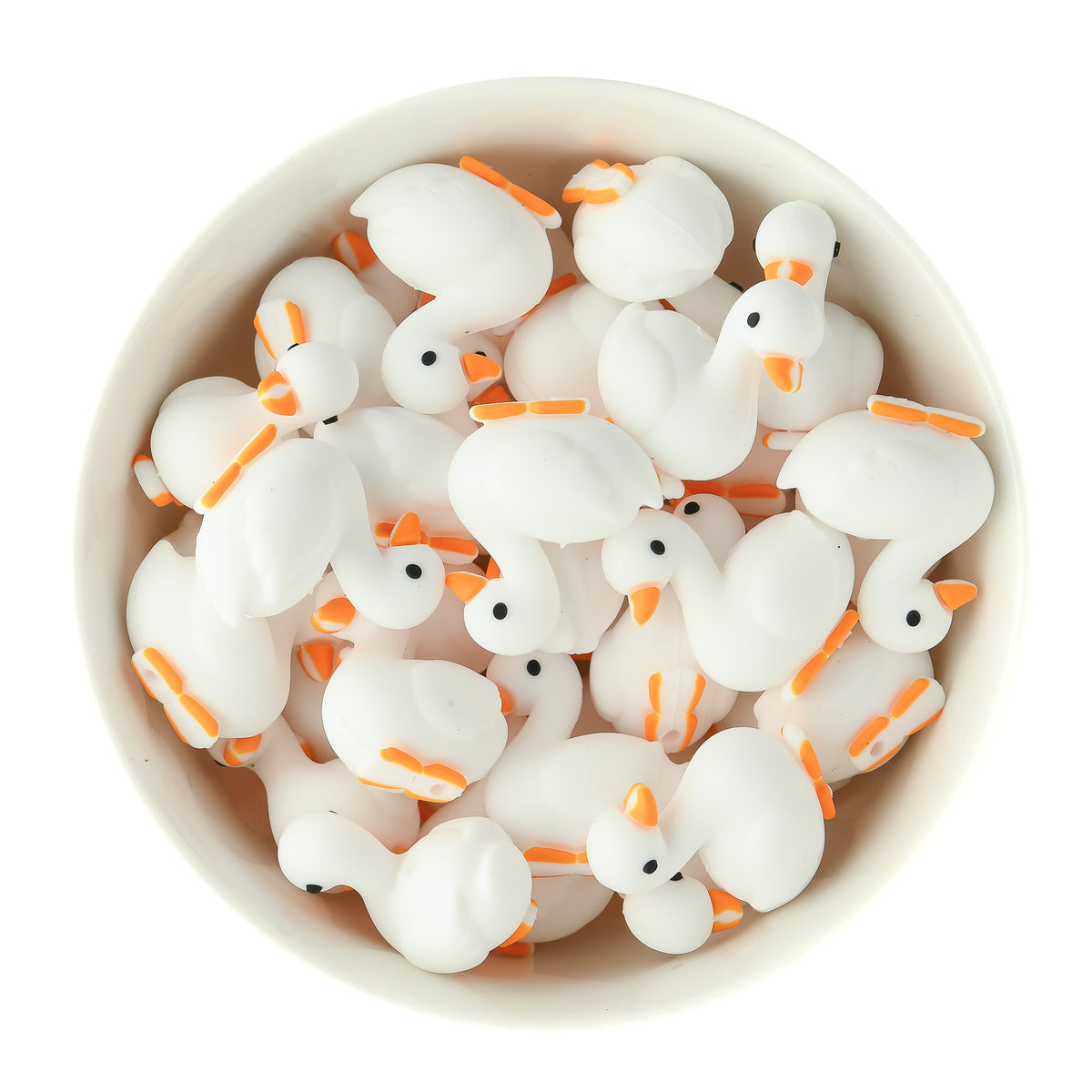 3D White Duck Silicone Focal Bead for silicone bead crafting from Cara & Co Craft Supply