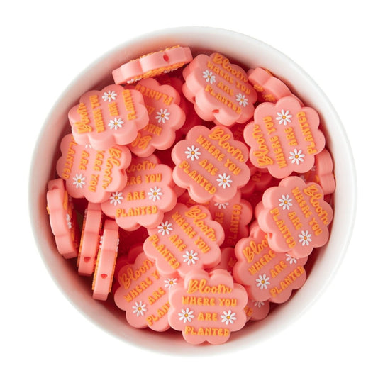 Silicone Focal Beads Bloom Where Planted Grapefruit Pink from Cara & Co Craft Supply