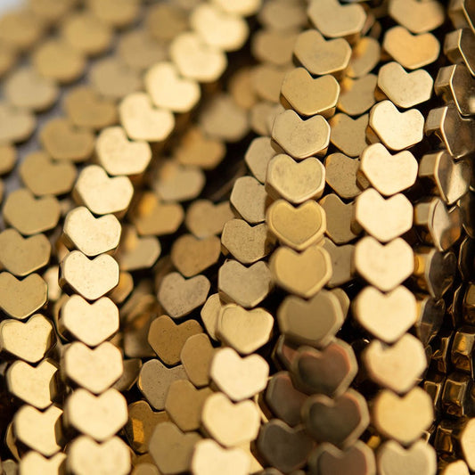 Hematite Beads Hematite - Heart Gold from Cara & Co Craft Supply