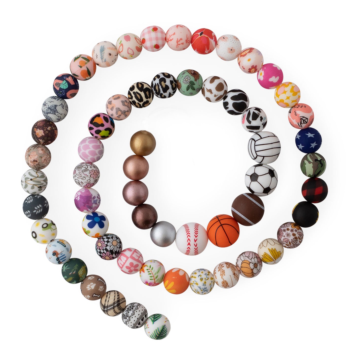 Silicone Round Beads Sample Print Cord from Cara & Co Craft Supply