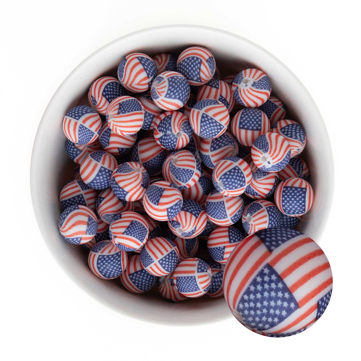 Printed Silicone Round Beads