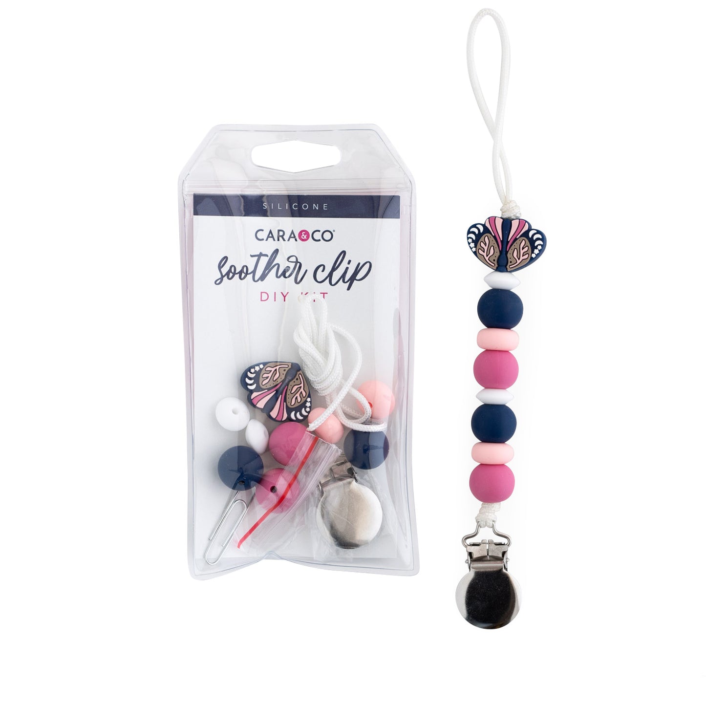 Silicone DIY Kits Midnight Moth Pacifier Clip from Cara & Co Craft Supply