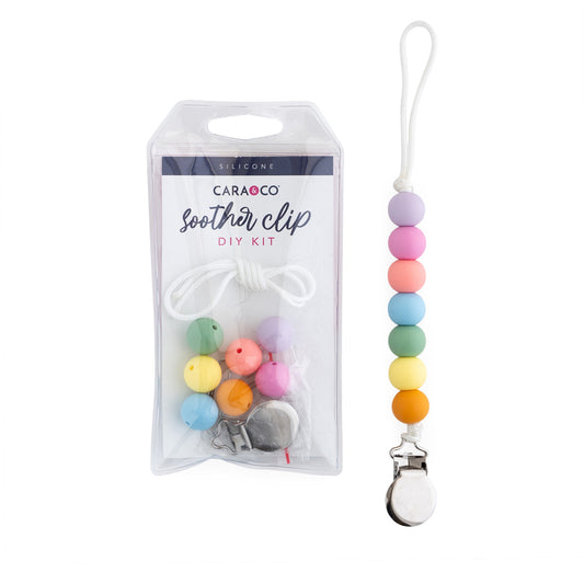 Silicone DIY Kits Pastel Rainbow Pacifier Clip from Cara & Co Craft Supply