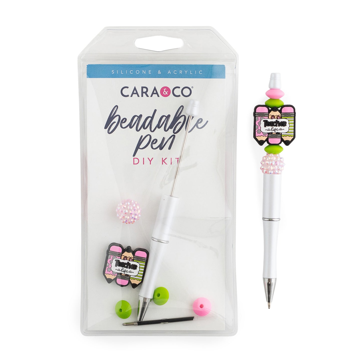 Teacher Life Beadable Pen DIY Kit Silicone Acrylic Beads