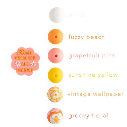 Silicone Focal Beads Bloom Where Planted Grapefruit Pink from Cara & Co Craft Supply