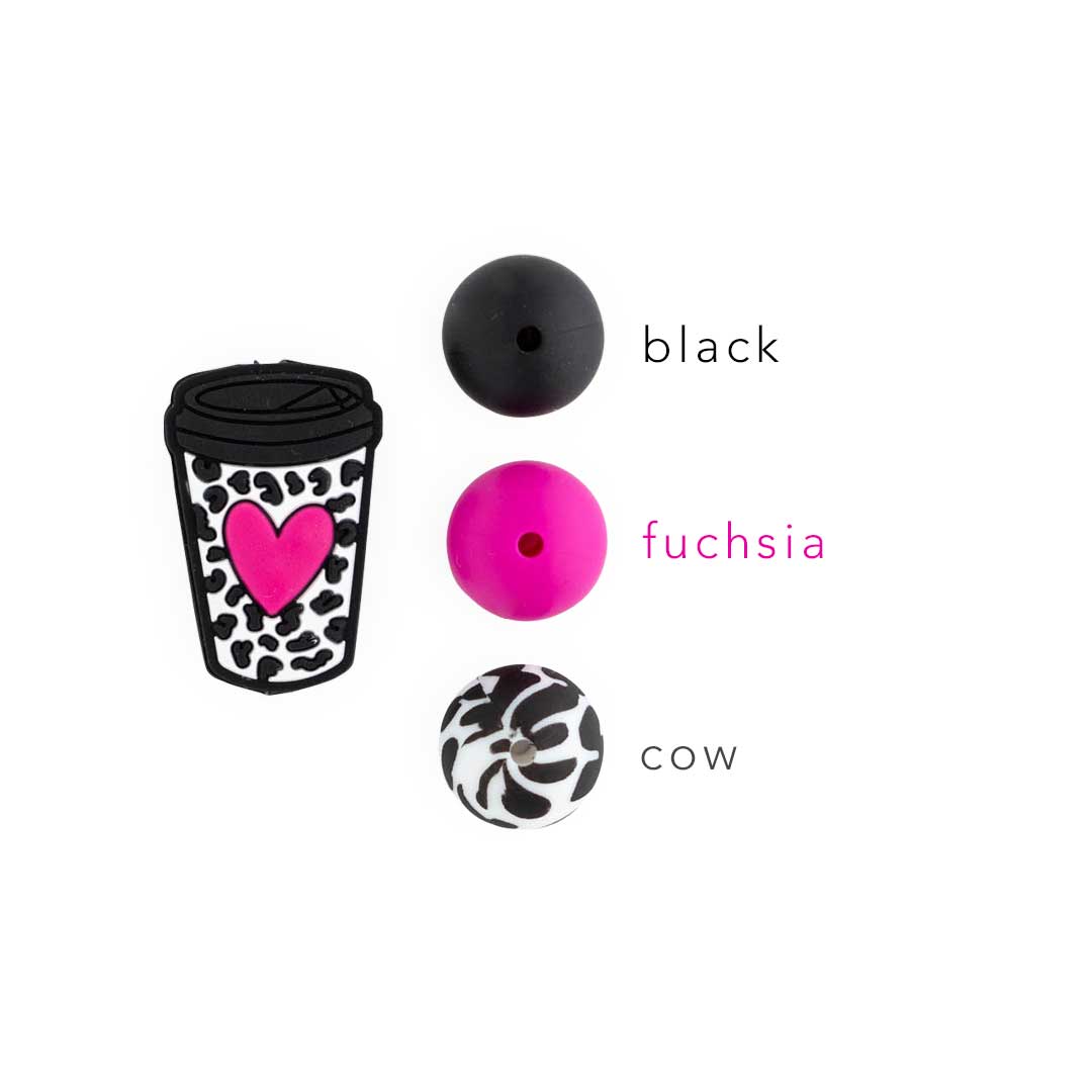 Fuchsia Love Latte Silicone Focal Beads