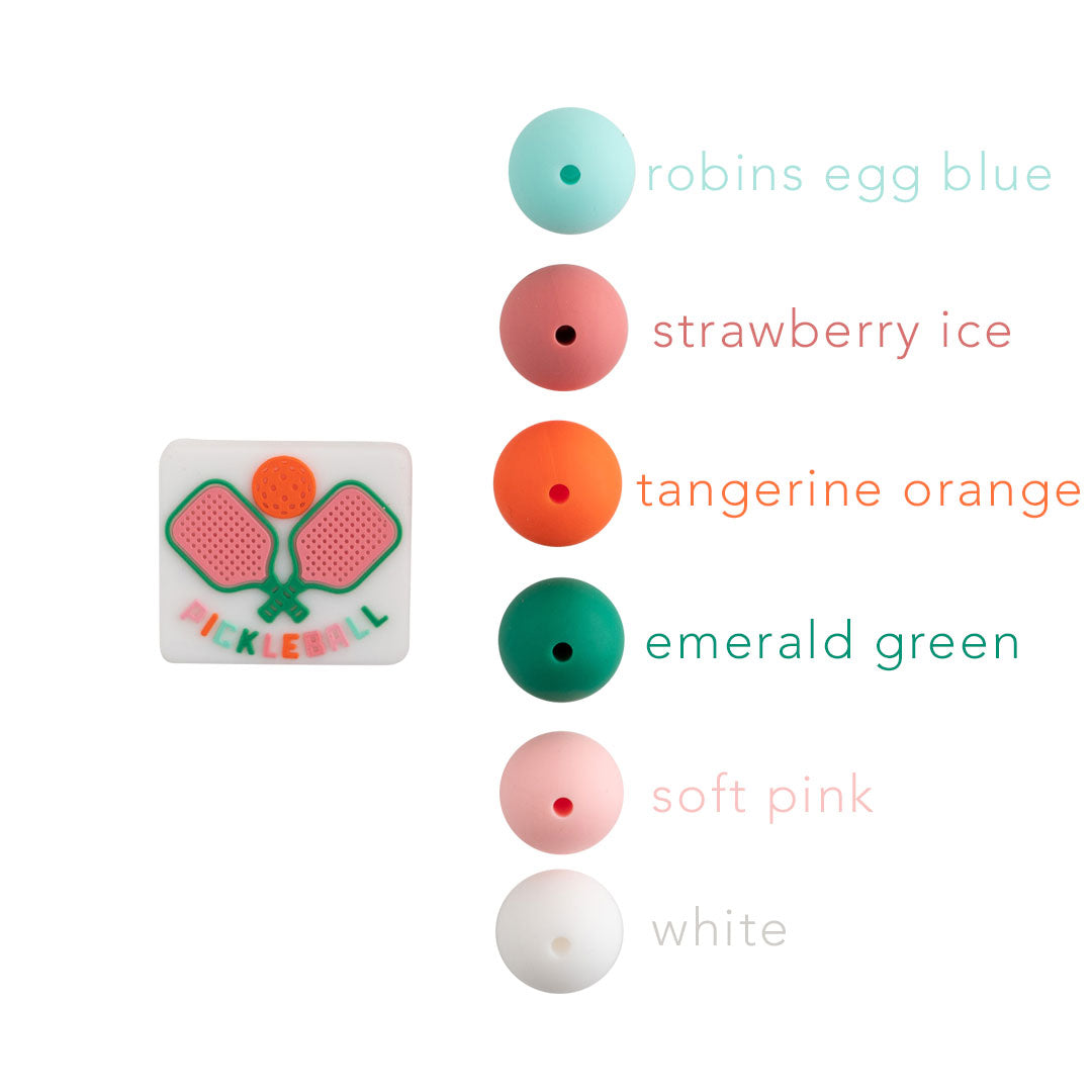 Pickleball Fun Silicone Focal Bead for silicone crafting from Cara & Co Crafting Supply