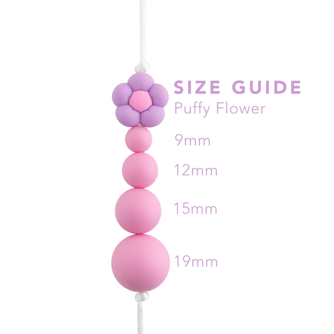 3D Puffy Flower Silicone Focal Beads