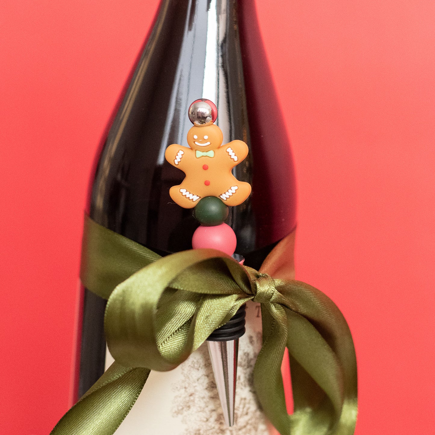 Shop The Image Wine Stopper Jolly Gingerbread Man made with silicone beads