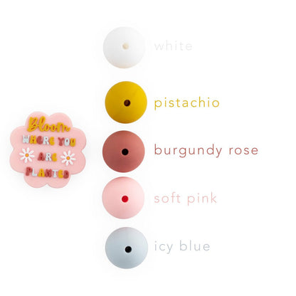 Silicone Focal Beads Bloom Where Planted Soft Pink from Cara & Co Craft Supply