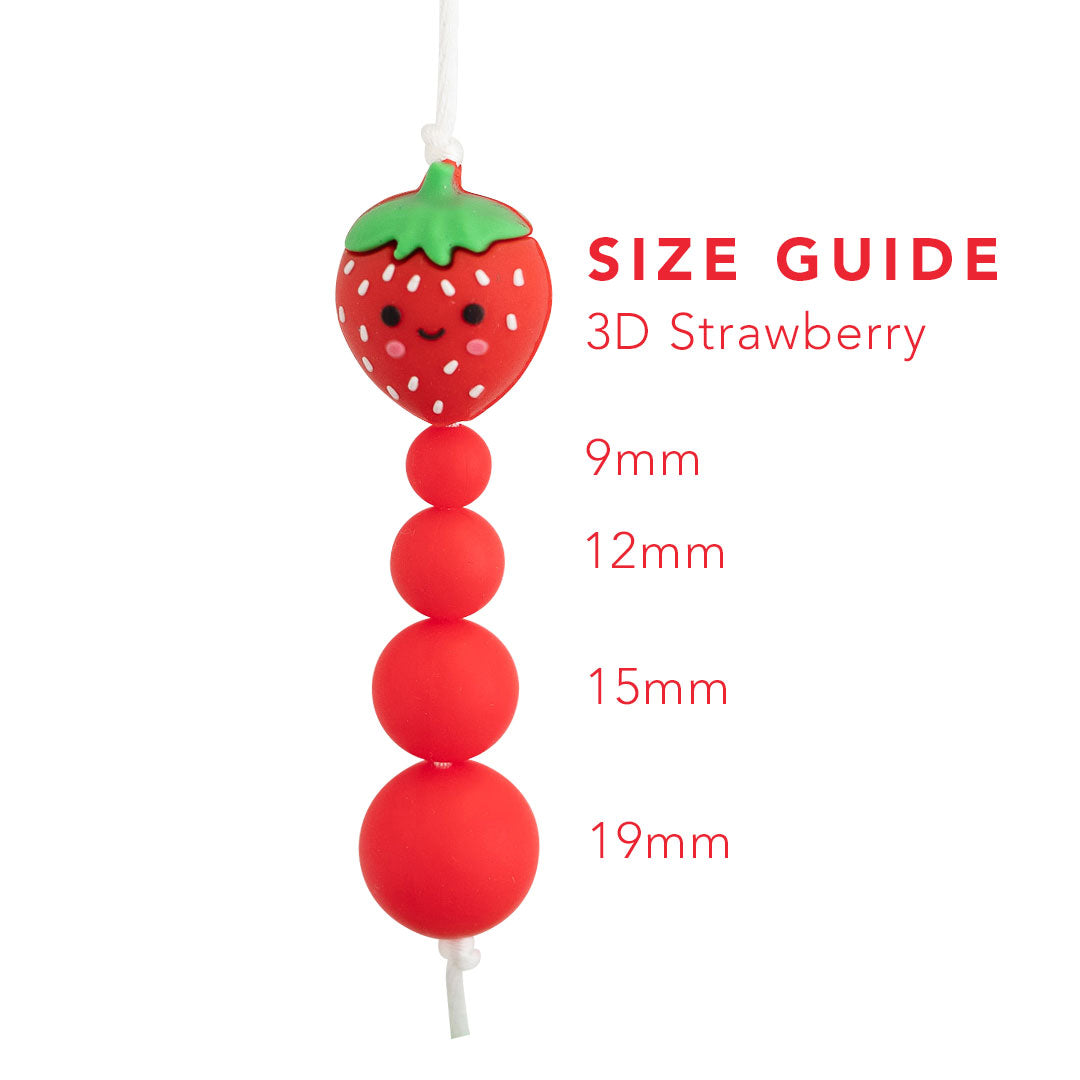3D Strawberry Silicone Focal Beads