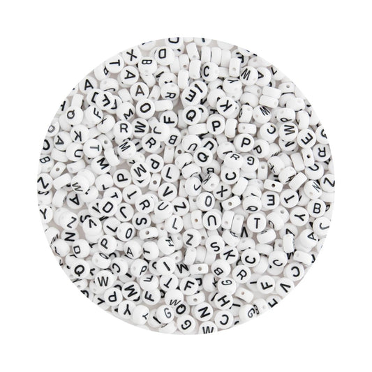 Accent Beads Alphabet - Round White from Cara & Co Craft Supply