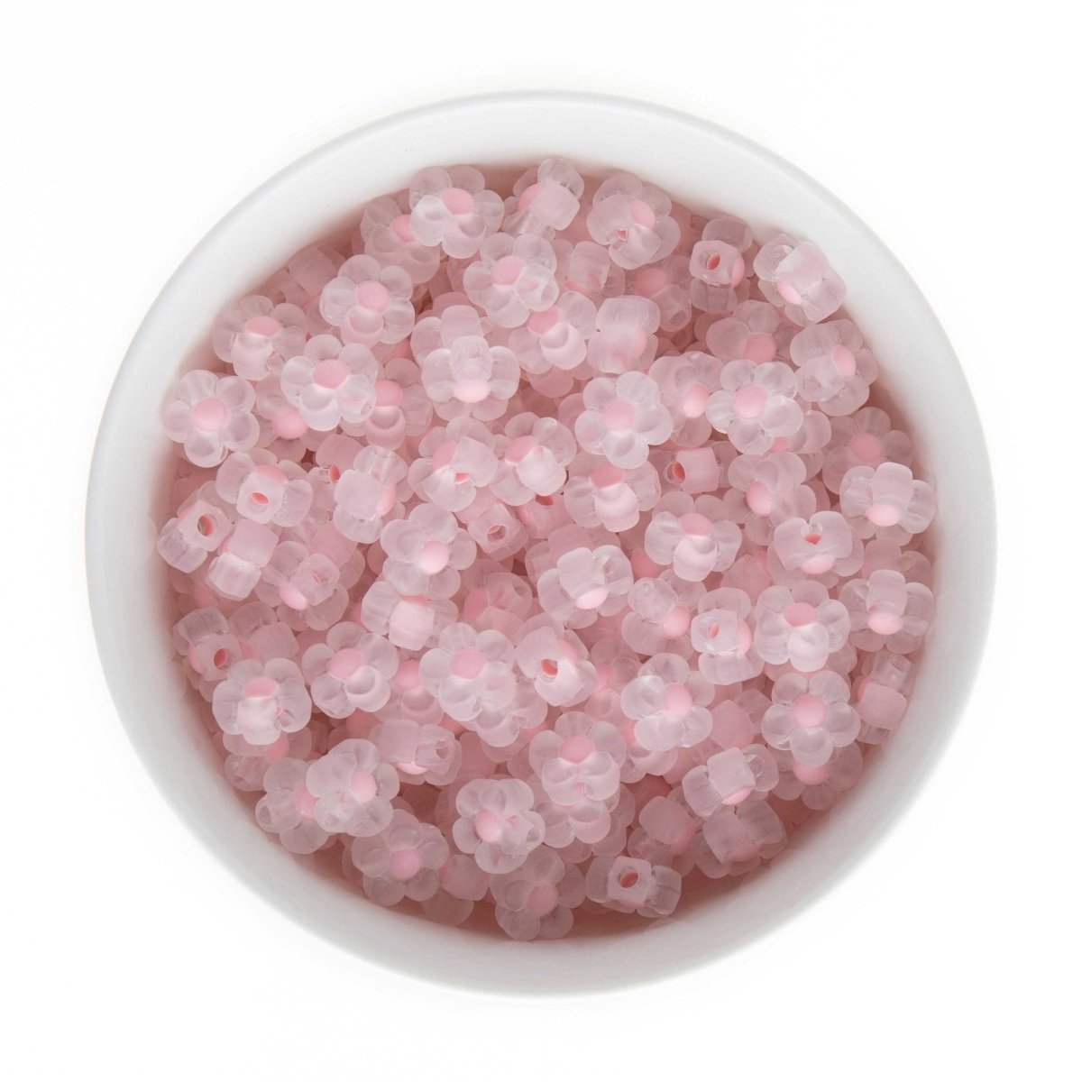 Accent Beads Frosted Flowers Pink from Cara & Co Craft Supply