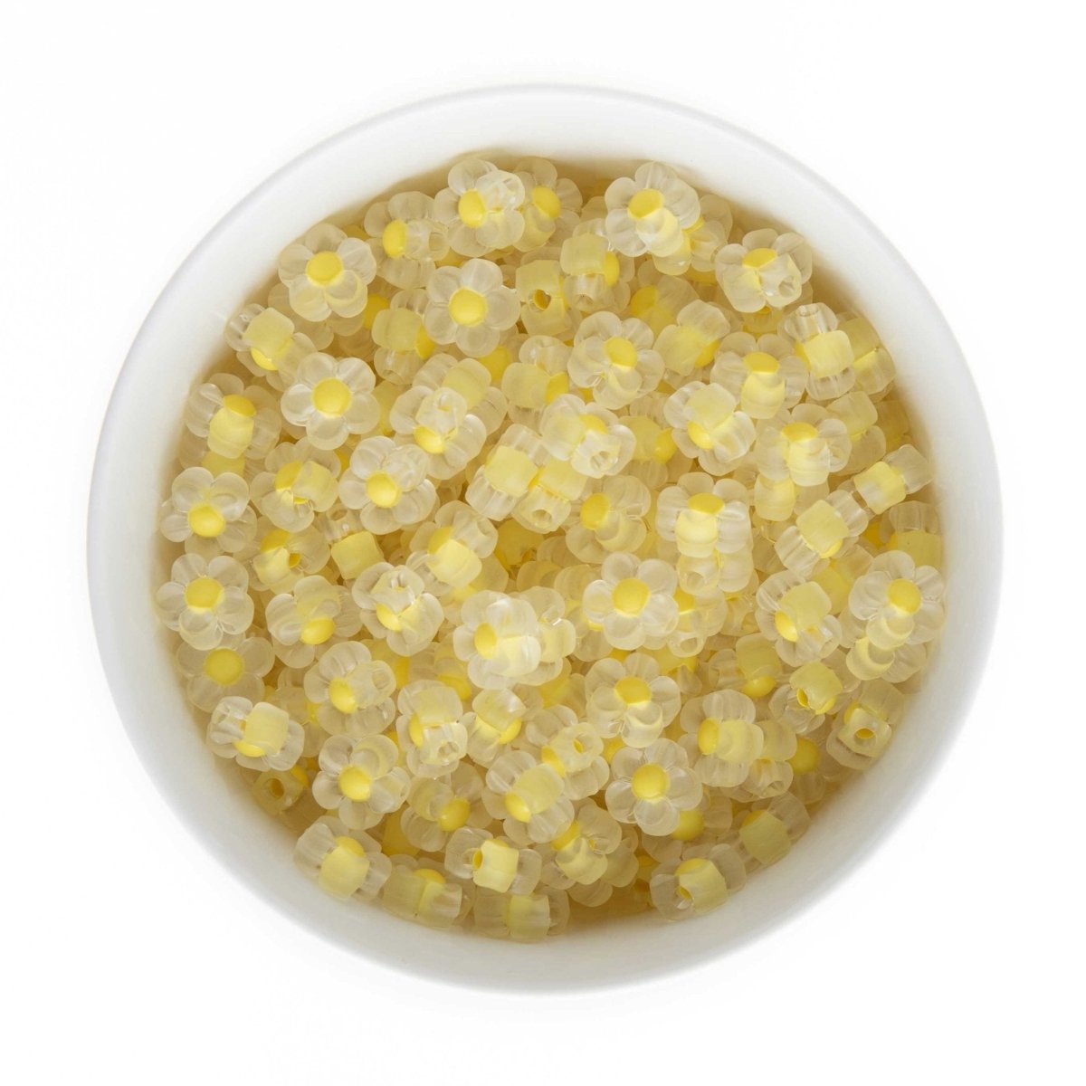 Accent Beads Frosted Flowers Yellow from Cara & Co Craft Supply