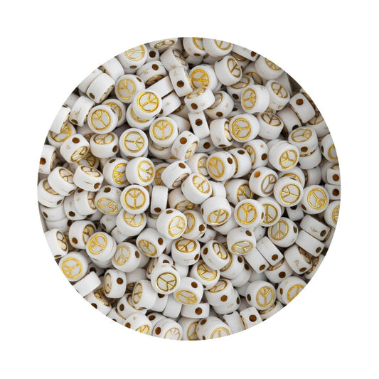 Accent Beads Peace - Round White from Cara & Co Craft Supply