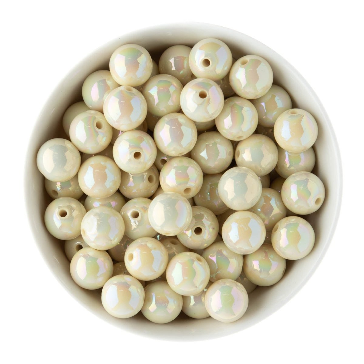 Acrylic Round Beads AB Solid 16mm Cream from Cara & Co Craft Supply