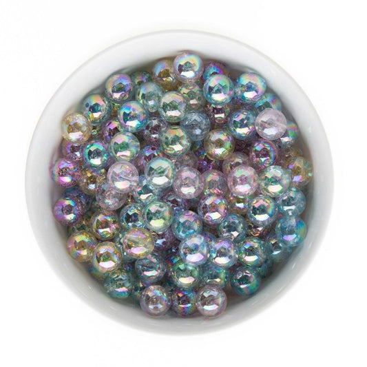 Acrylic Round Beads Clear Glitter 12mm Aqua Blue AB from Cara & Co Craft Supply