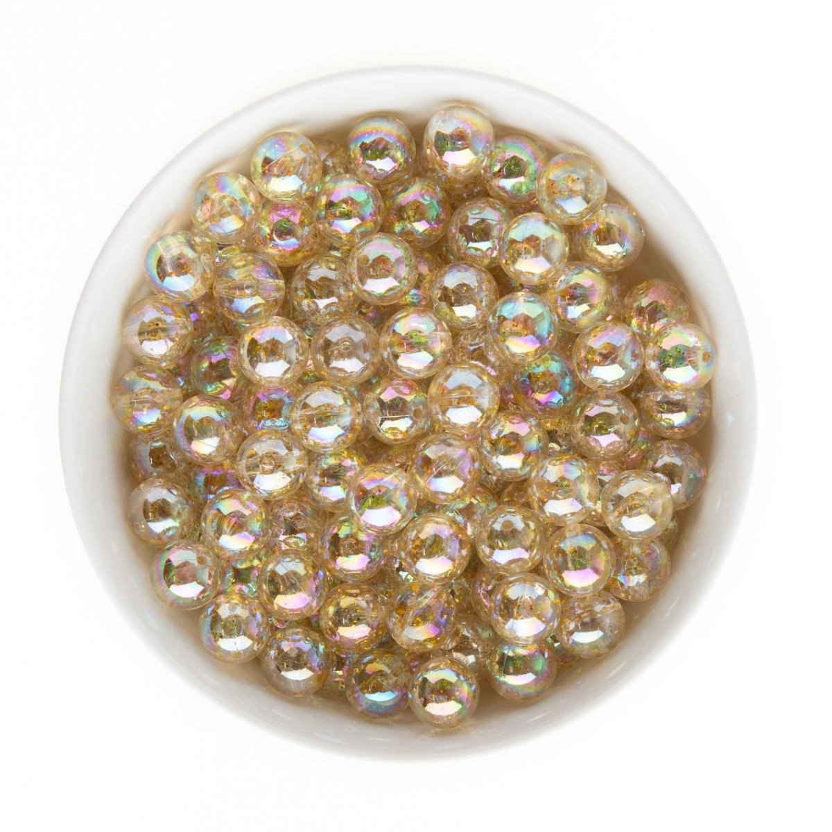 Acrylic Round Beads Clear Glitter 12mm Gold AB from Cara & Co Craft Supply