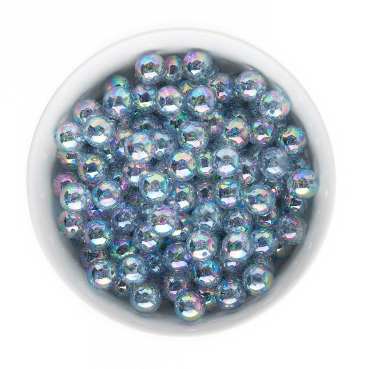 Acrylic Round Beads Clear Glitter 12mm Navy AB from Cara & Co Craft Supply