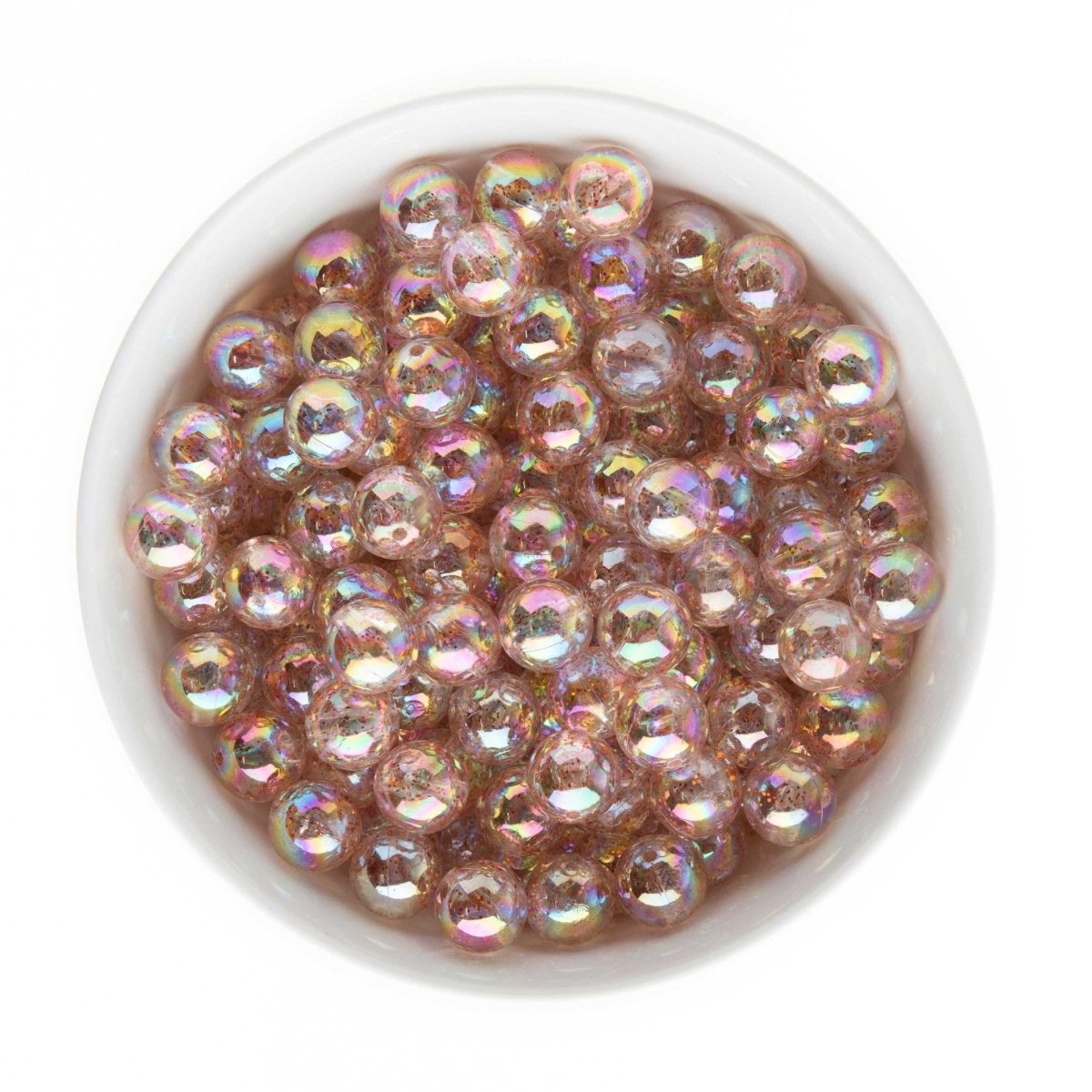 Acrylic Round Beads Clear Glitter 12mm Rust AB from Cara & Co Craft Supply