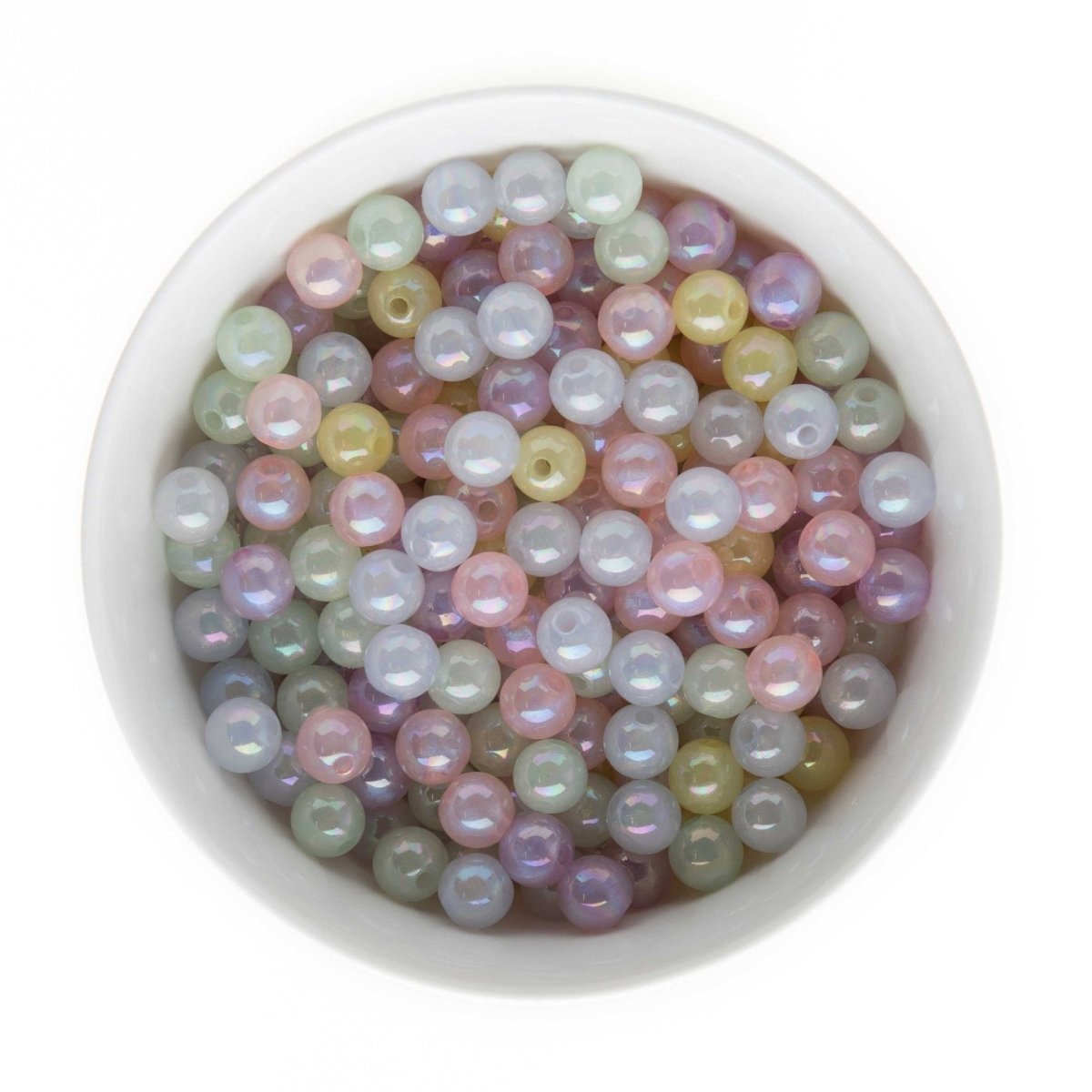 Acrylic Round Beads Clear Shimmer 10mm Light Green AB from Cara & Co Craft Supply