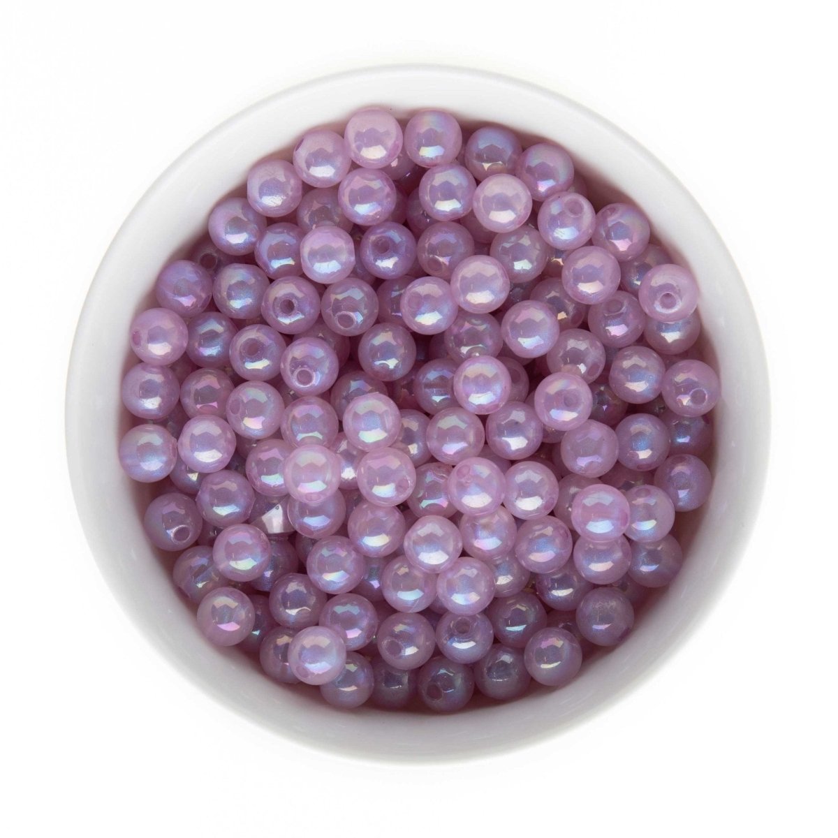 Acrylic Round Beads Clear Shimmer 10mm Light Purple AB from Cara & Co Craft Supply