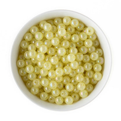 Acrylic Round Beads Clear Shimmer 10mm Light Yellow AB from Cara & Co Craft Supply
