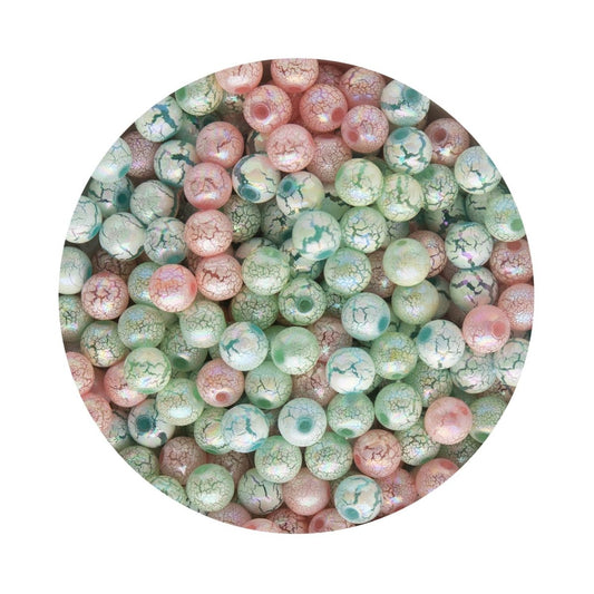 Acrylic Round Beads Crackled Paint Blue AB from Cara & Co Craft Supply