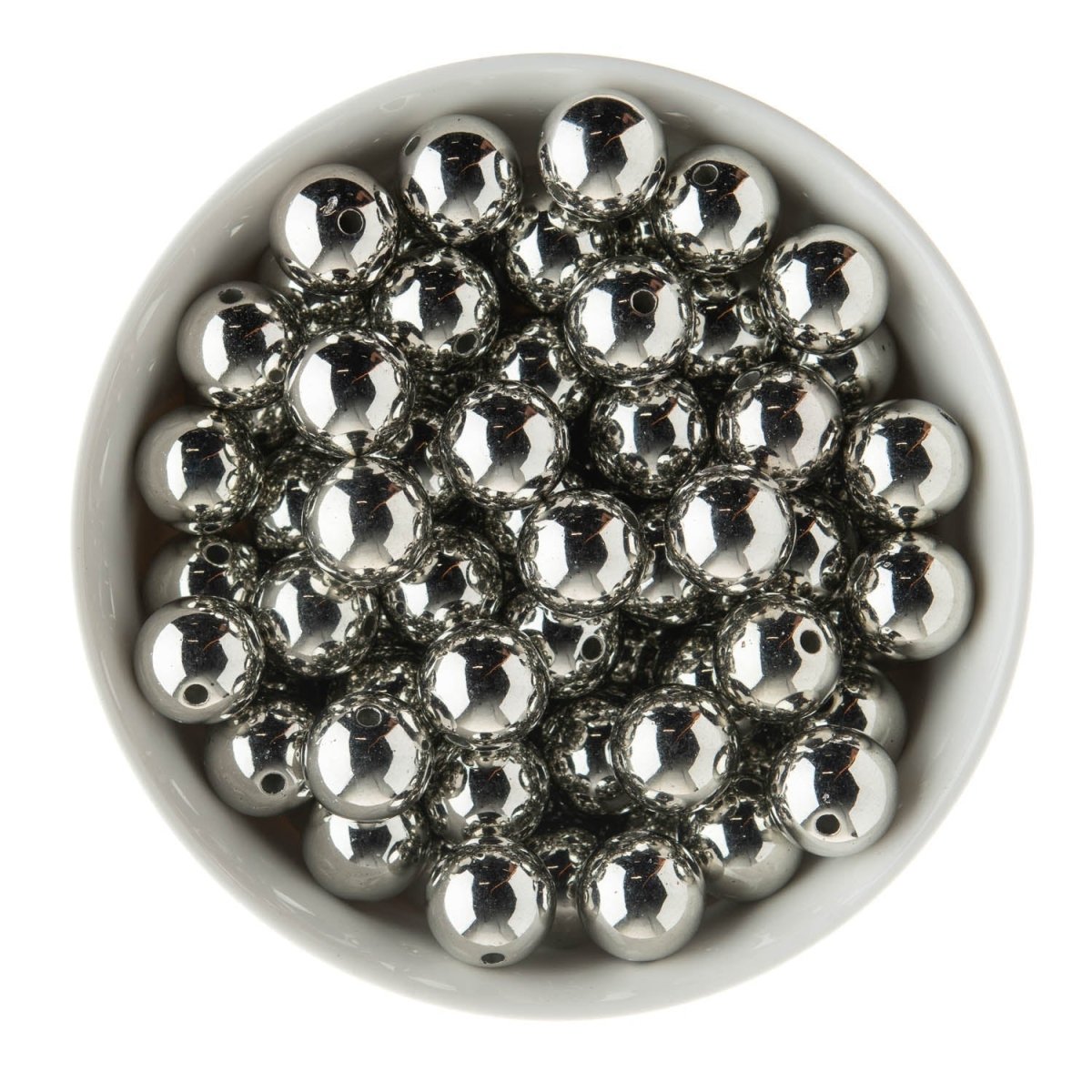 Acrylic Round Beads Metallic 16mm Silver from Cara & Co Craft Supply