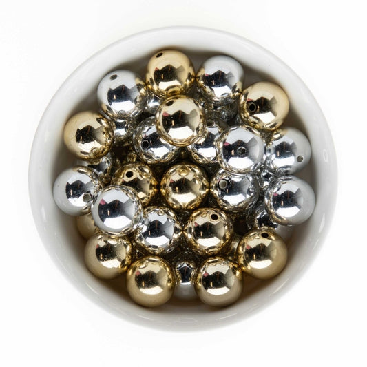 Acrylic Round Beads Metallic 20mm Gold from Cara & Co Craft Supply