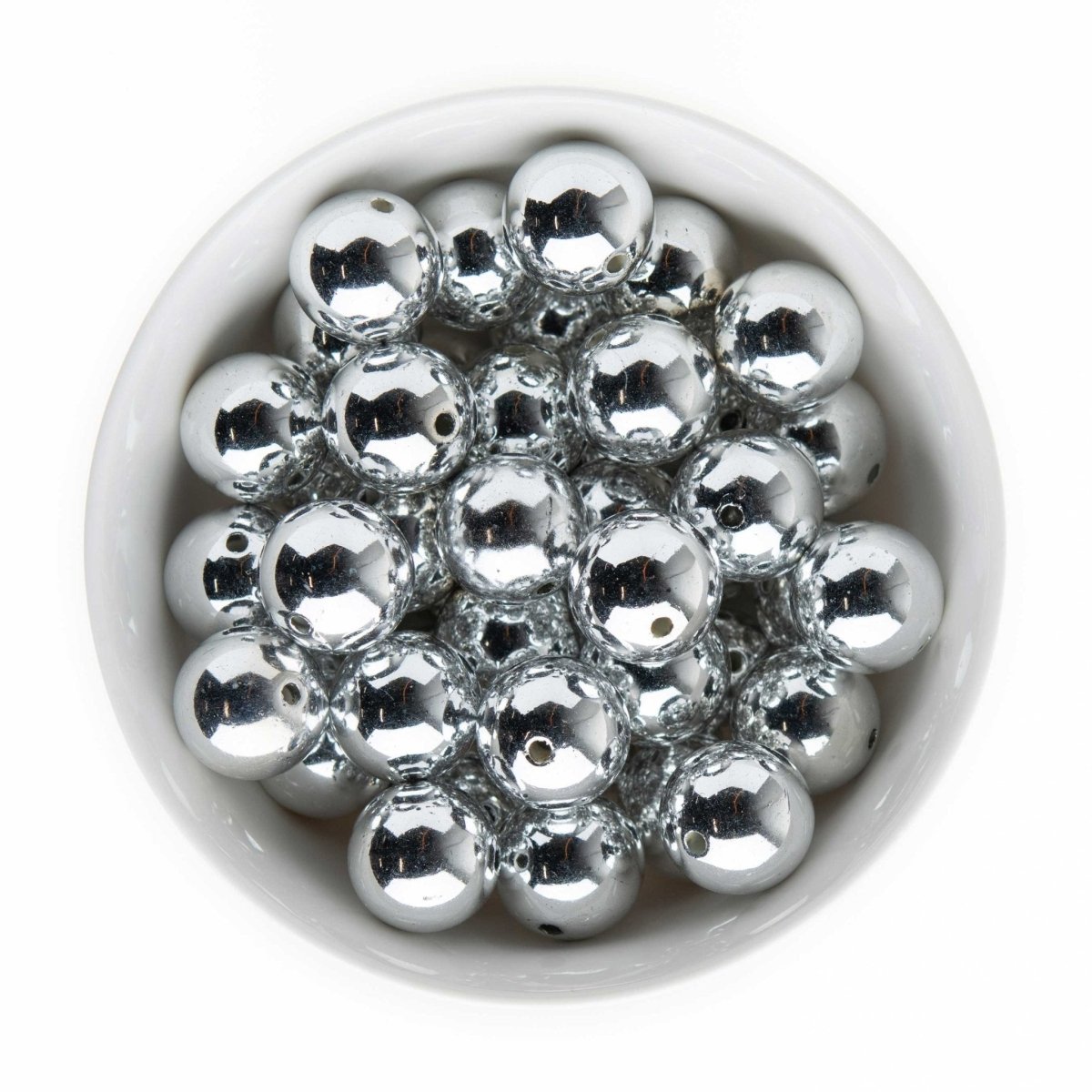 Acrylic Round Beads Metallic 20mm Silver from Cara & Co Craft Supply