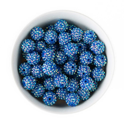 Acrylic Round Beads Rhinestone 16mm Blue AB from Cara & Co Craft Supply