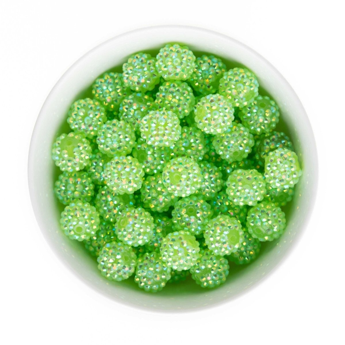Acrylic Round Beads Rhinestone 16mm Chartreuse AB from Cara & Co Craft Supply