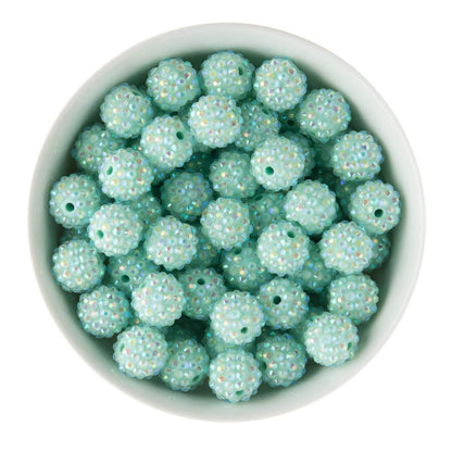 Acrylic Round Beads Rhinestone 16mm Mint AB from Cara & Co Craft Supply