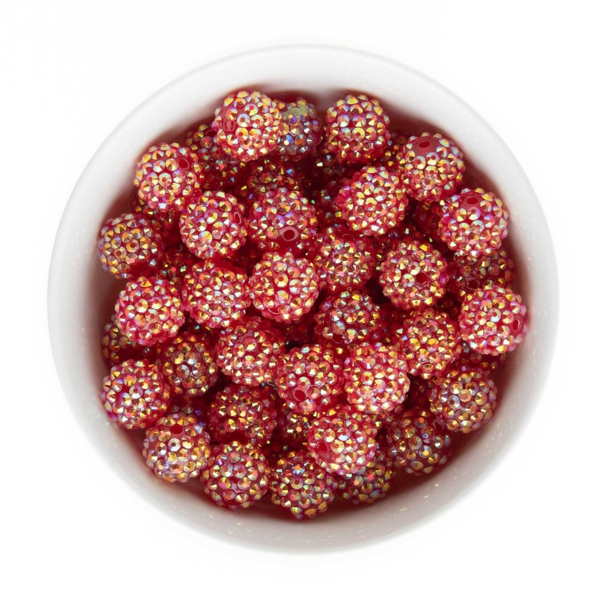 Acrylic Round Beads Rhinestone 16mm Red AB from Cara & Co Craft Supply