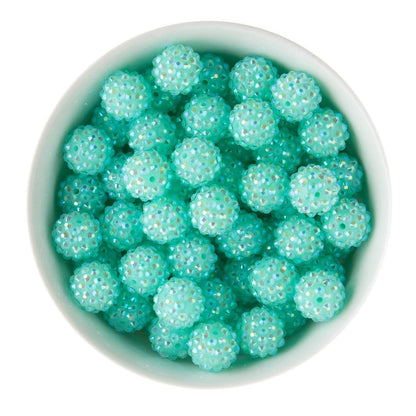 Acrylic Round Beads Rhinestone 16mm Teal AB from Cara & Co Craft Supply