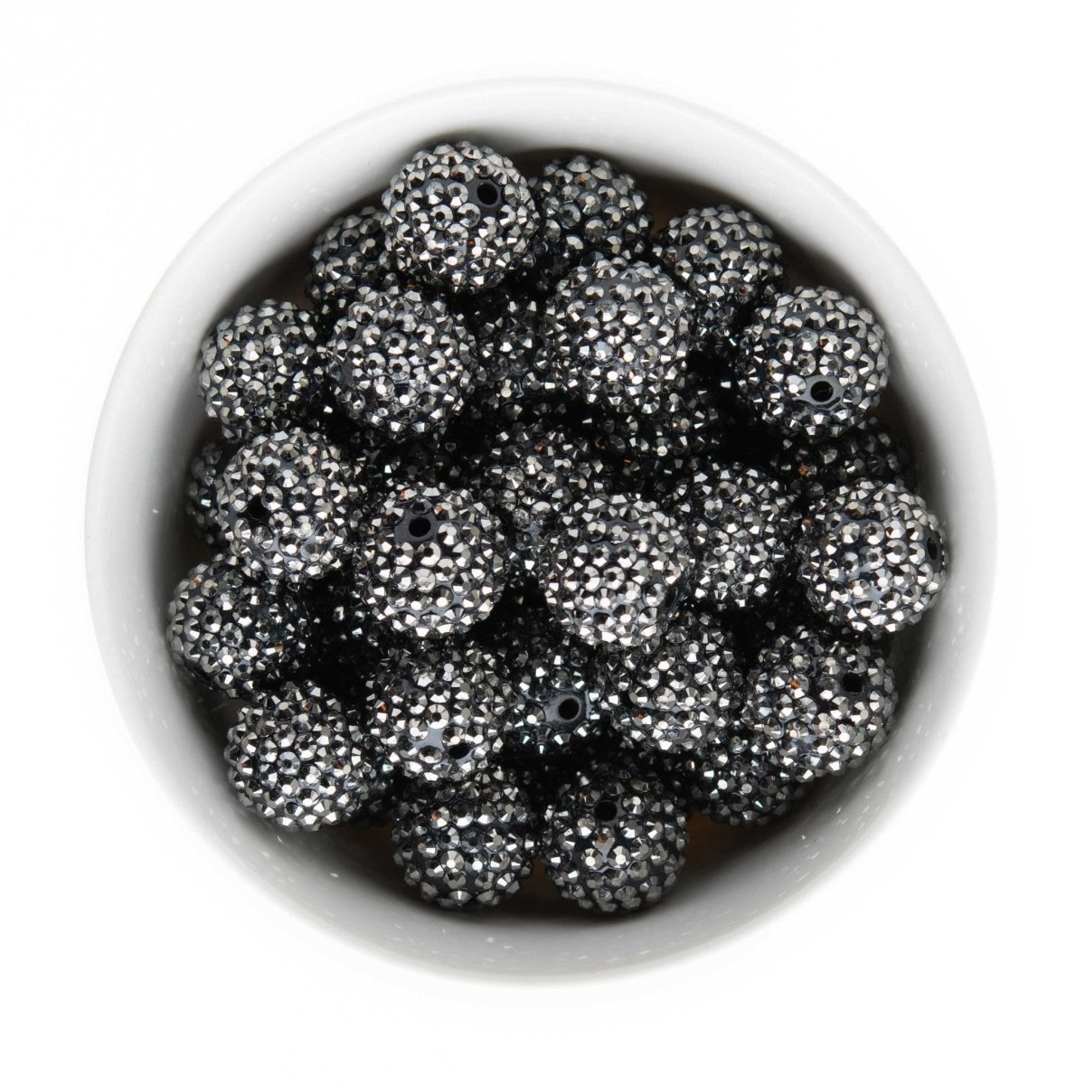 Acrylic Round Beads Rhinestone 20mm Black AB from Cara & Co Craft Supply