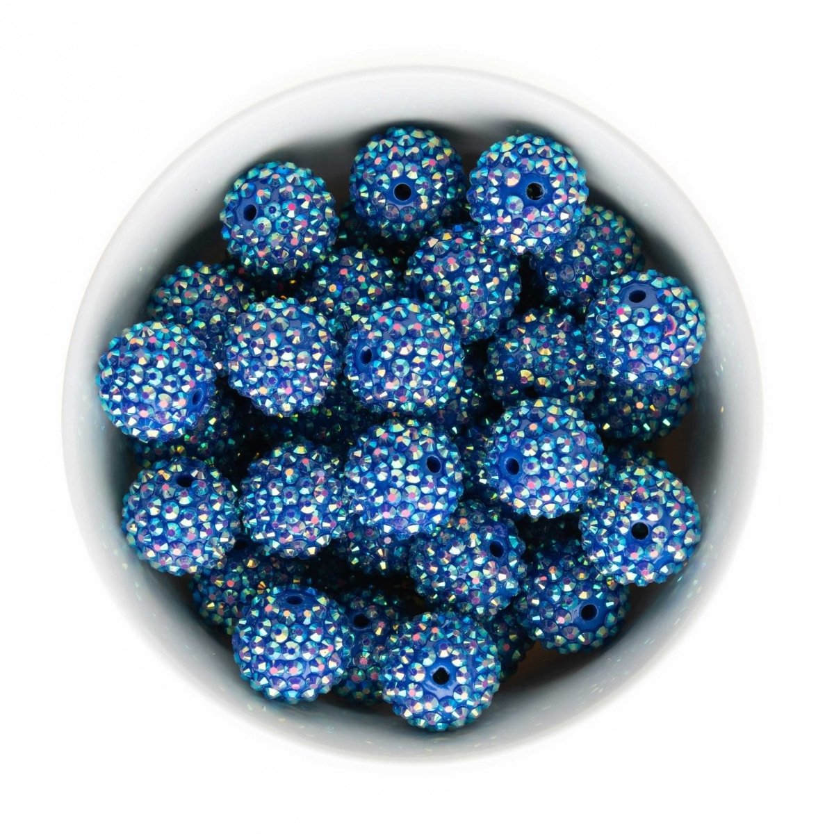 Acrylic Round Beads Rhinestone 20mm Blue AB from Cara & Co Craft Supply
