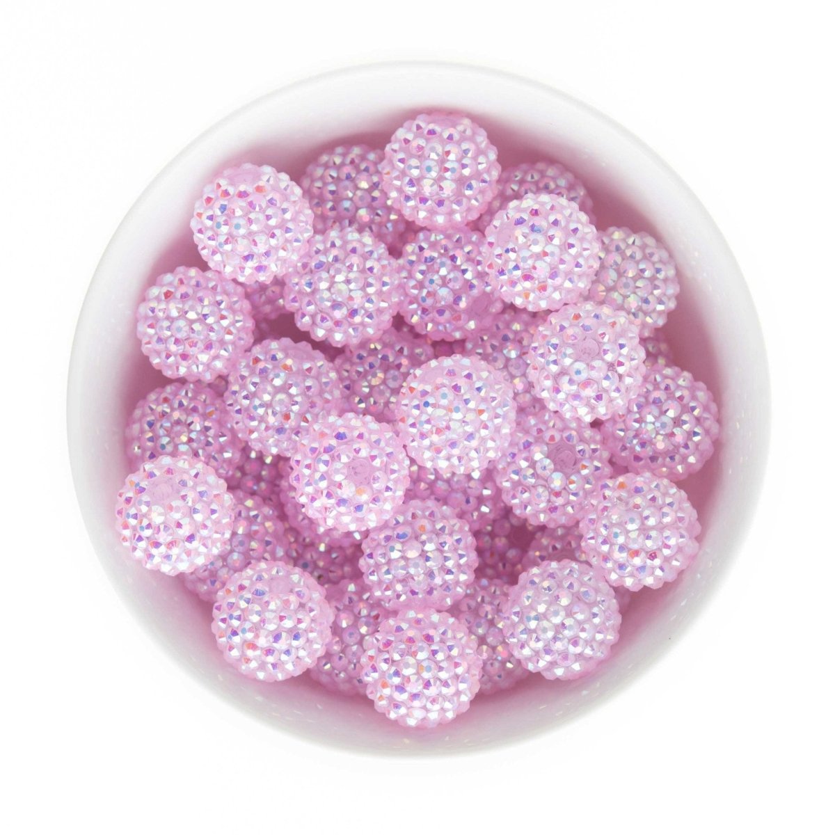 Acrylic Round Beads Rhinestone 20mm Light Pink AB from Cara & Co Craft Supply
