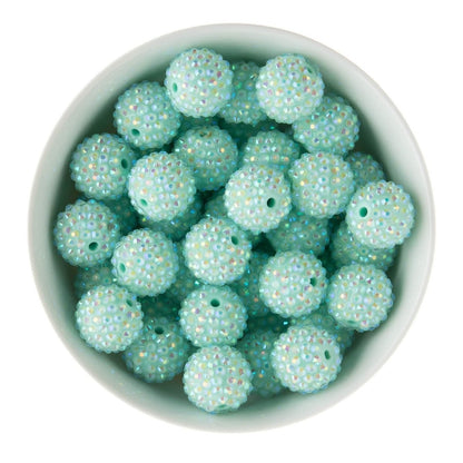 Acrylic Round Beads Rhinestone 20mm Mint AB from Cara & Co Craft Supply